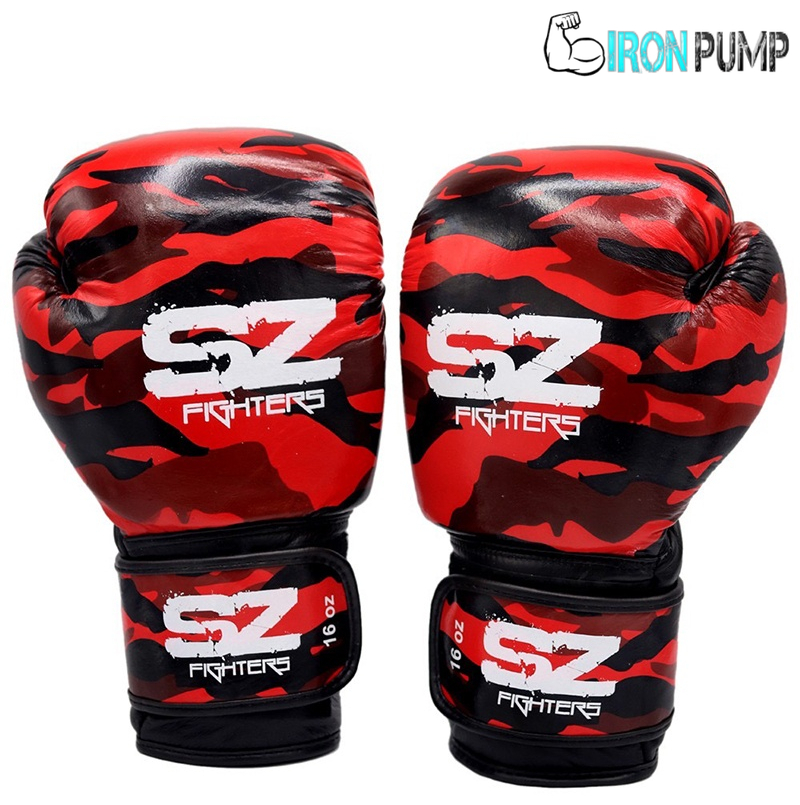 БОКСОВИ РЪКАВИЦИ ЕСТЕСТВЕНА КОЖА - CAMO RED