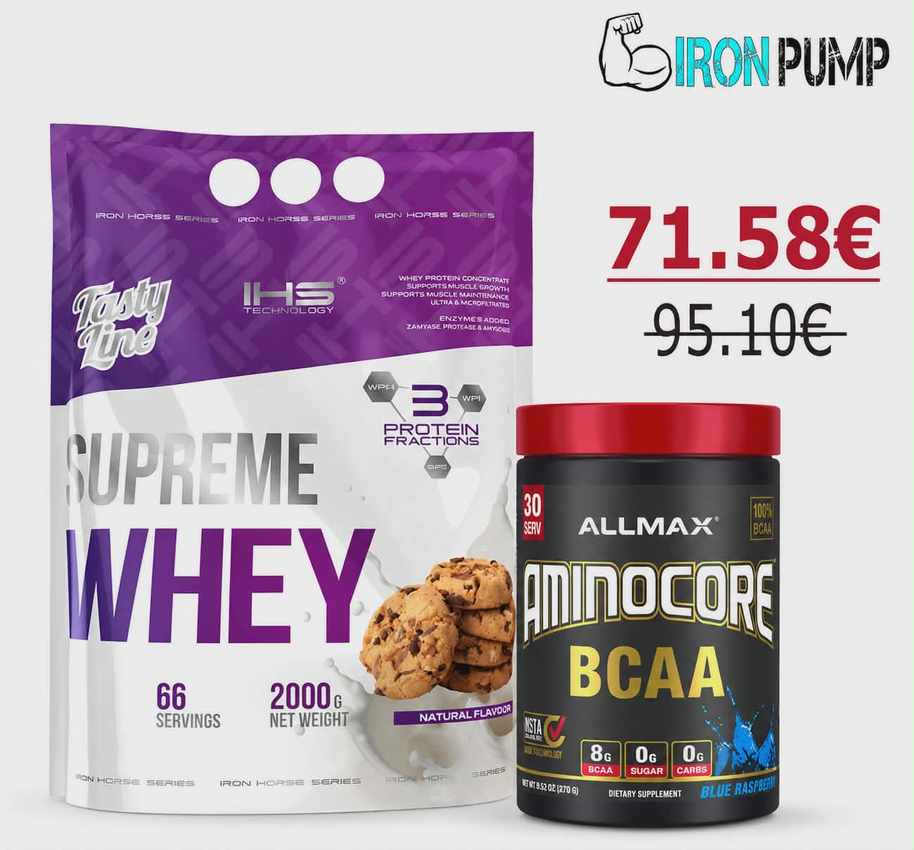 IHS Supreme Whey Protein 2kg + AllMax AminoCore 315g — Stack за мускулен растеж и възстановяване